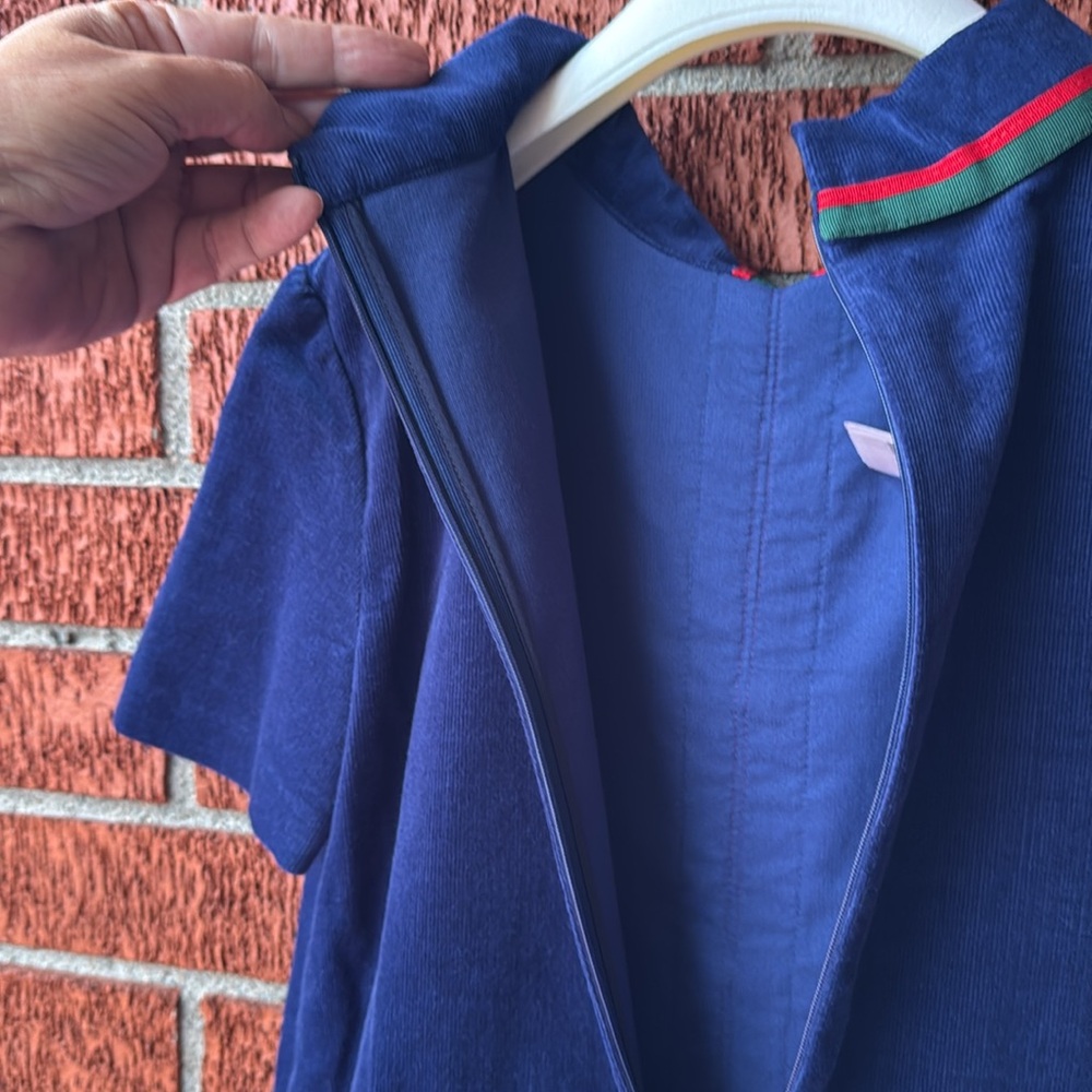 Gucci girl dress RIBBON CORDUROY short sleeve blue NWT - Picture 9 of 9